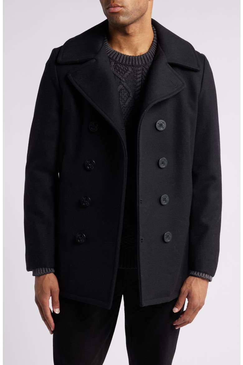 Wool Blend Peacoat, Main, color, NAVY
