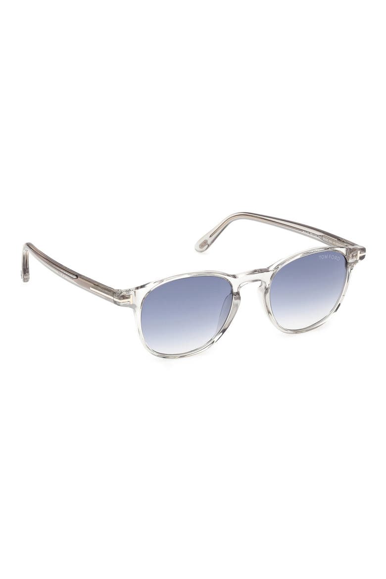 Holt 50mm Gradient Round Sunglasses, Alternate, color, SHINY GREY / BLUE LENS