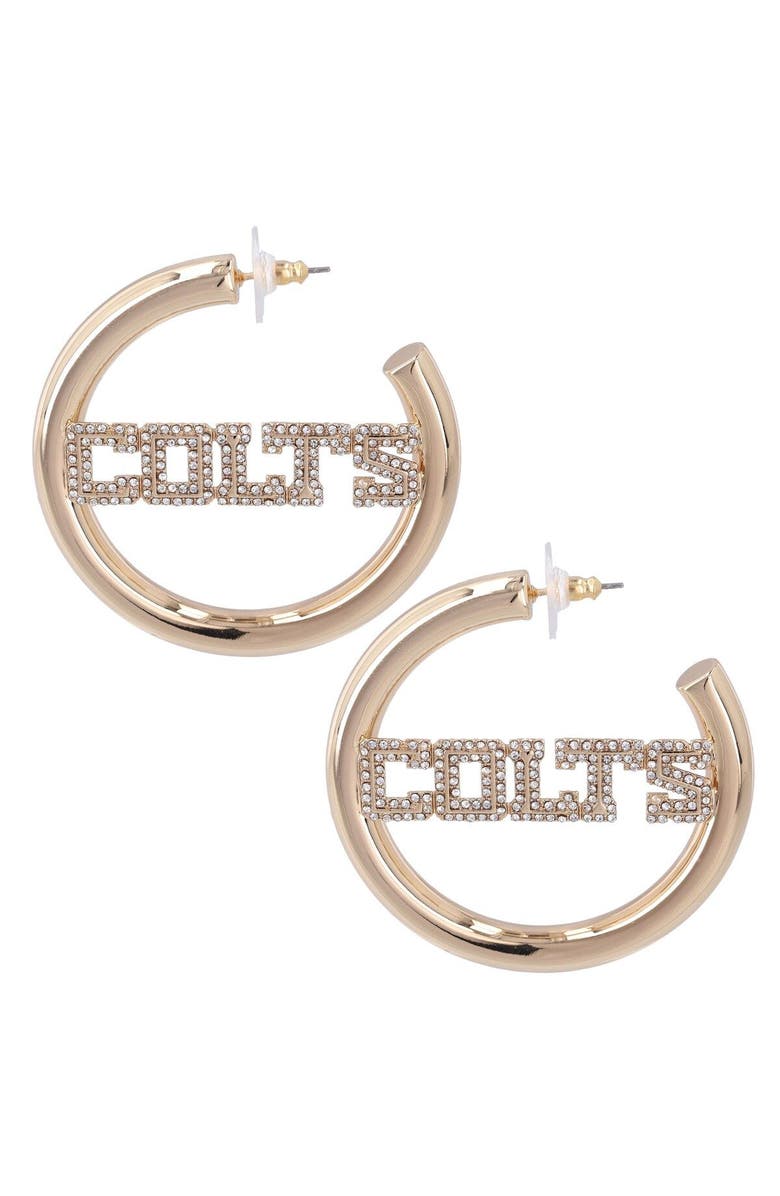 BaubleBar Indianapolis Colts Logo Large Hoop Earrings, Main, color, 