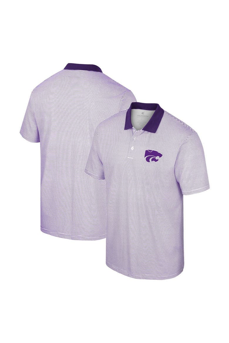 Men's Colosseum White/Purple Kansas State Wildcats Print Stripe Polo, Main, color, White
