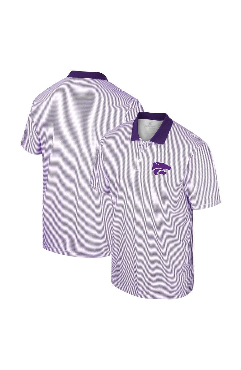 COLOSSEUM Men's Colosseum White/Purple Kansas State Wildcats Print Stripe Polo, Main, color, White