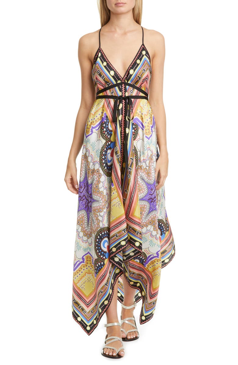 Etro Handkerchief Hem Silk Cover-Up Dress, Main, color, 