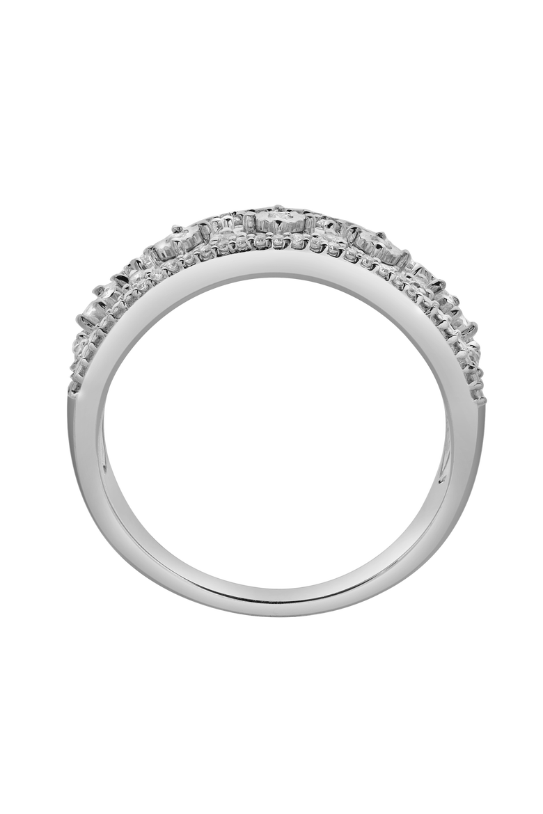 Xeno 14K Gold Round Diamond Studded Textured Band Ring - 0.24cts, Alternate, color, 14K White Gold