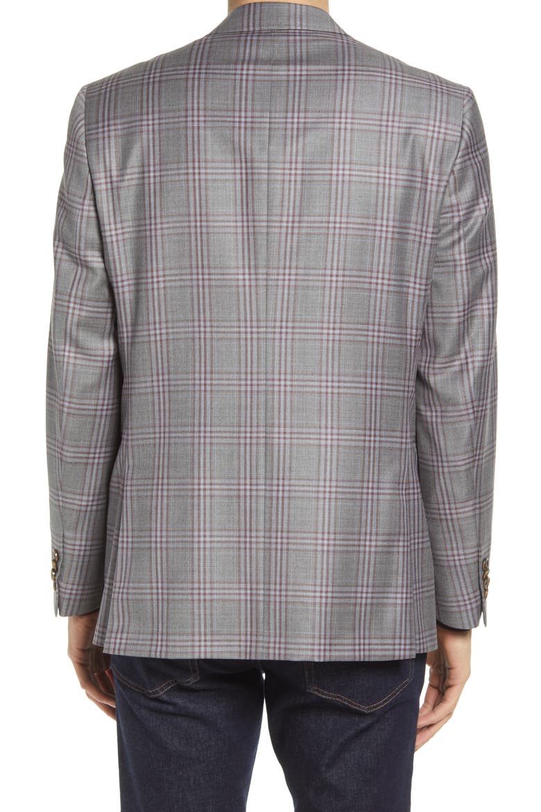 Jay Slim Fit Plaid Wool Sport Coat, Alternate, color, GREY
