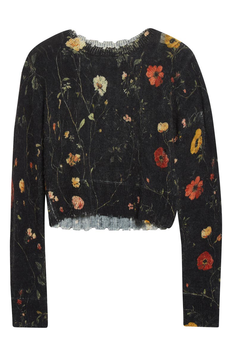 R13 Floral Distressed Merino Wool Baby Sweater, Alternate, color, Floral On Black