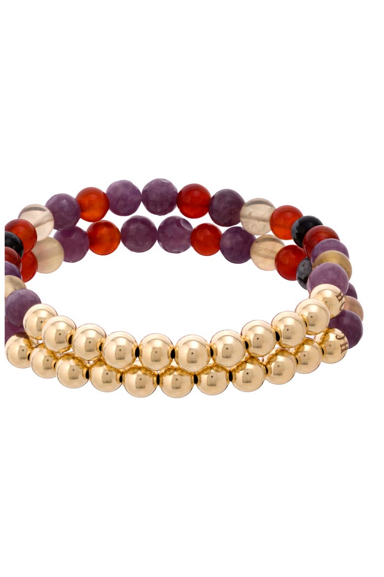 N62 Smooth Digestion Set of 2 Healer's Bracelets, Alternate, color, YELLOW GOLD
