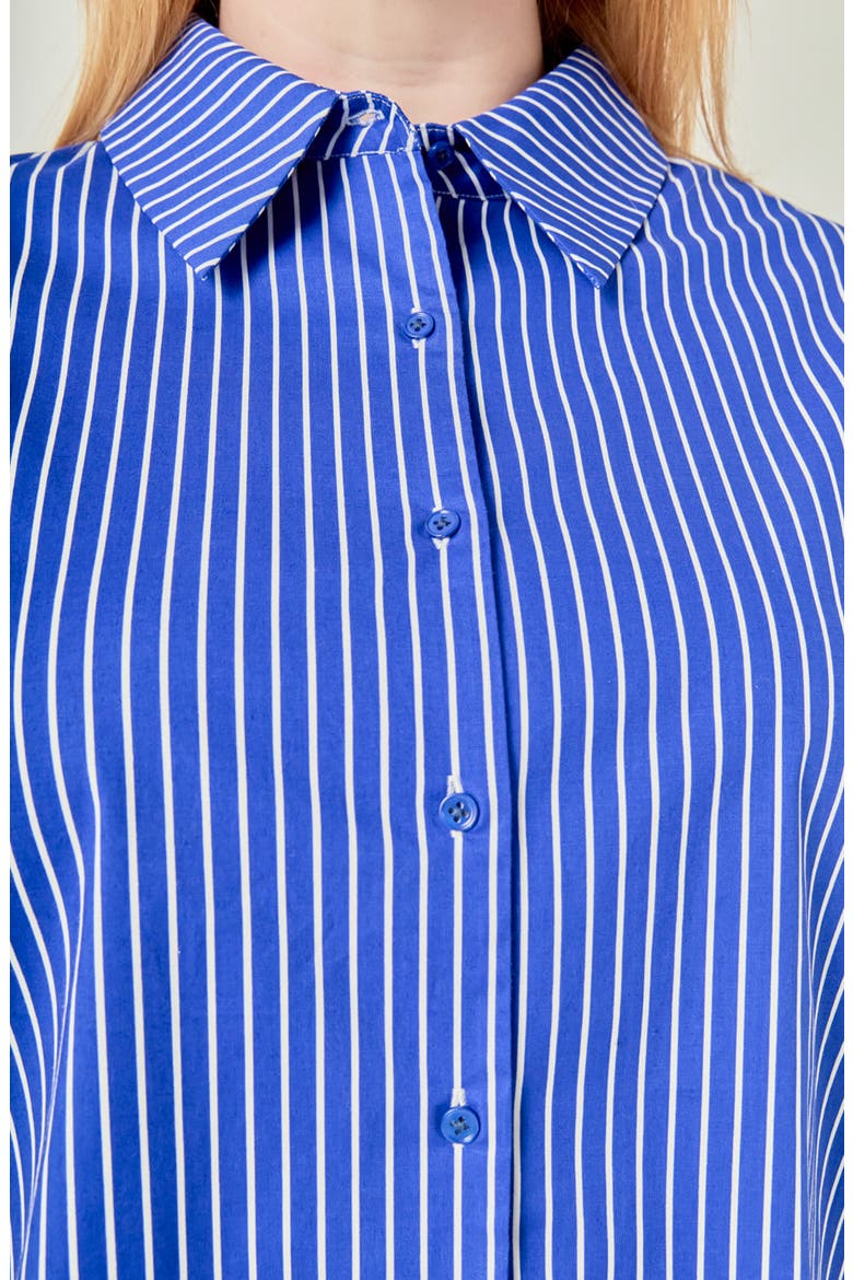 Striped Balloon Sleeve Shirt, Alternate, color, COBALT
