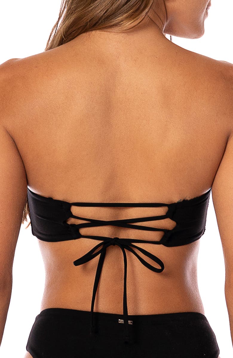 Maaji Midnight Palm Bryn Reversible Bikini Top, Alternate, color, Black