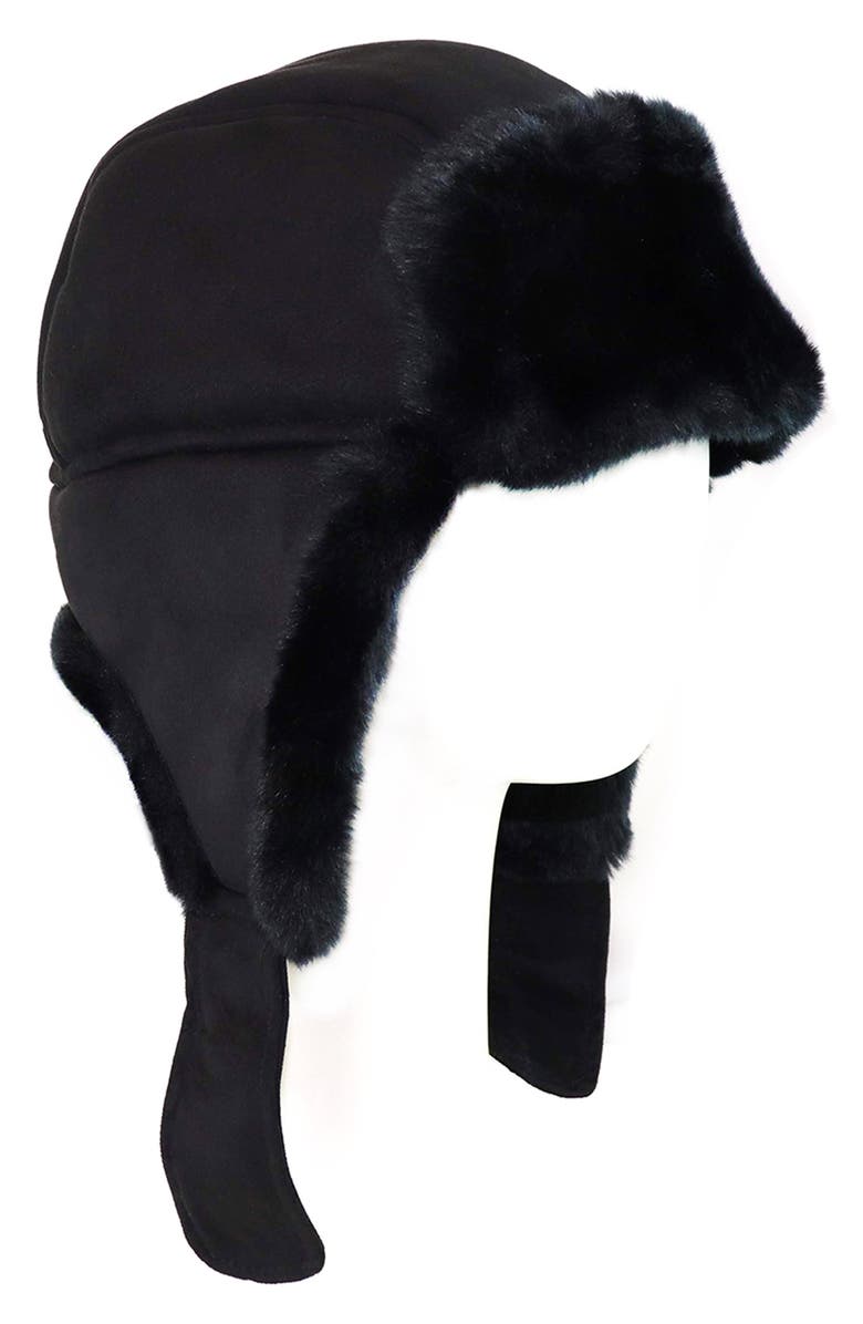 SURELL Faux Shearling Trooper Hat, Alternate, color, Black