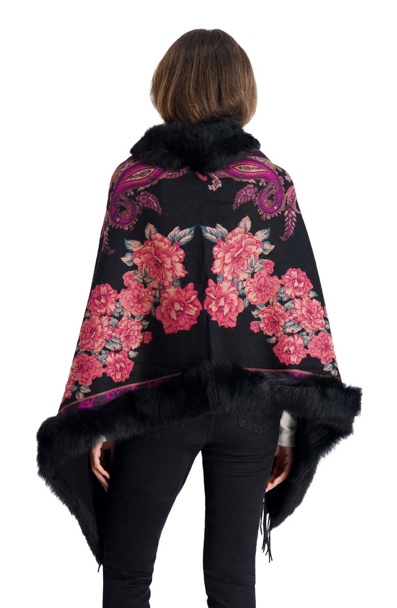 GORSKI Cashmere Stole Shearling Lamb Trim, Alternate, color, Red Paisley