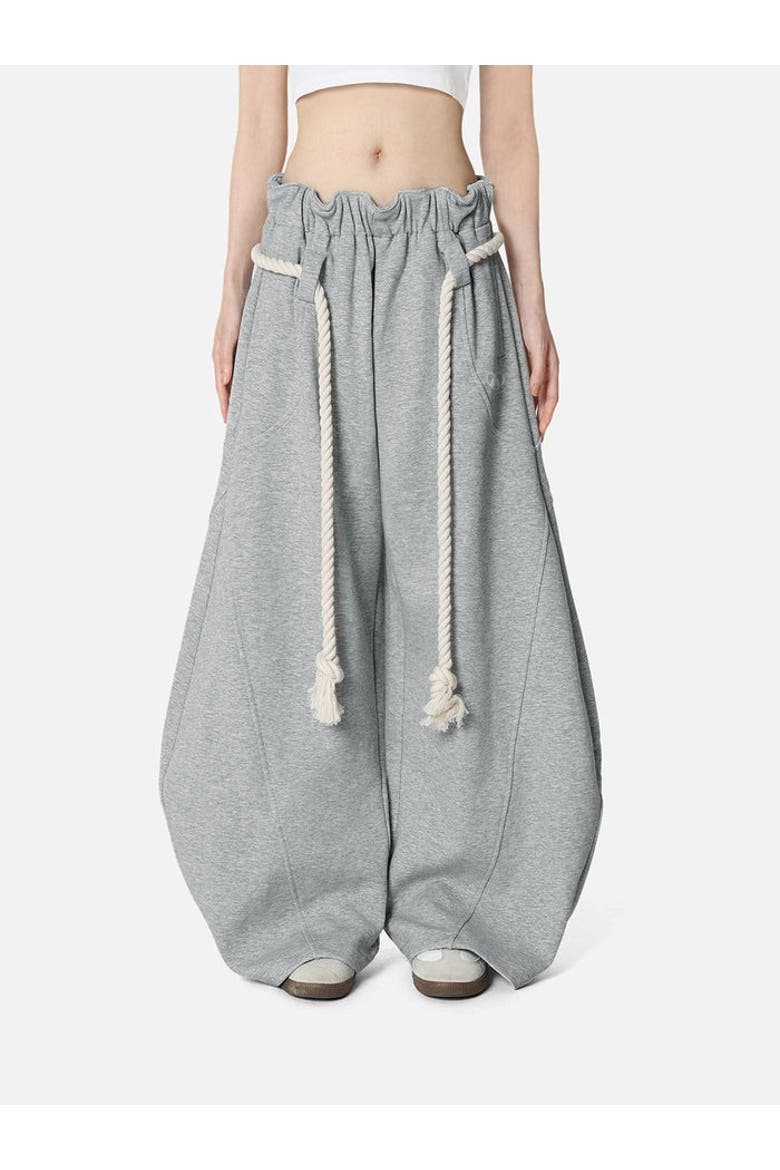 Stripe Super Baggy Barrel Sweatpants, Alternate, color, Grey