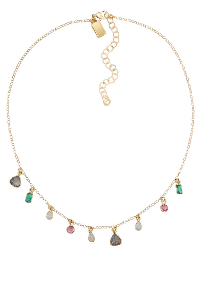 Candy Gem Rainbow Gemstone Necklace, Main, color, Pink