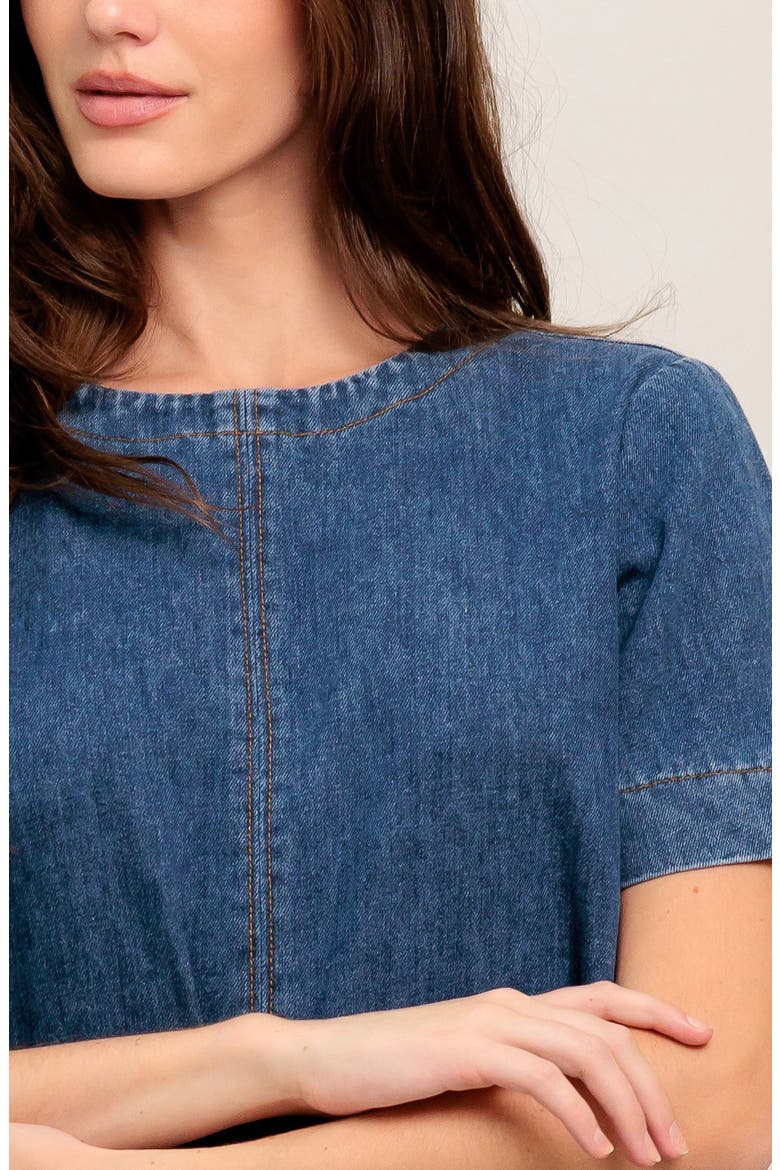 Denim Minidress, Alternate, color, MEDIUM INDIGO