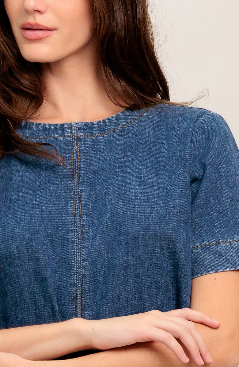 FLYING TOMATO Denim Minidress, Alternate, color, Medium Indigo