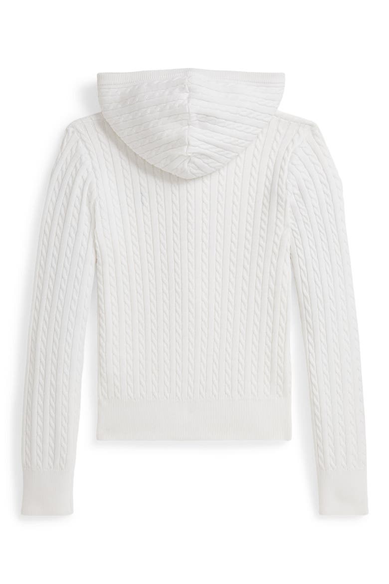 Kids' Cable Knit Cotton Zip Hoodie, Alternate, color, WHITE