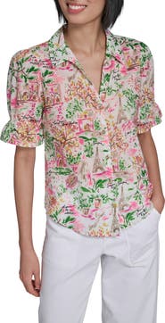 KARL LAGERFELD PARIS Print Puff Sleeve Shirt