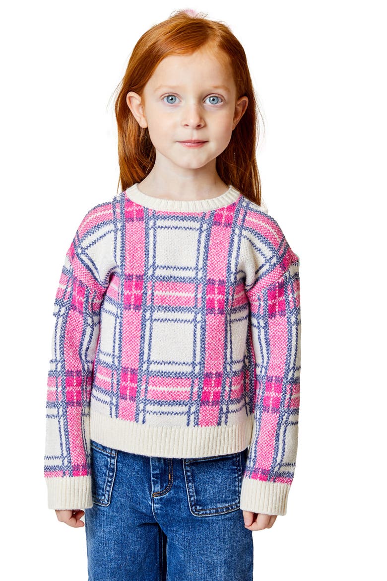 Kids' Plaid Sweater, Main, color, TAN SUEDE