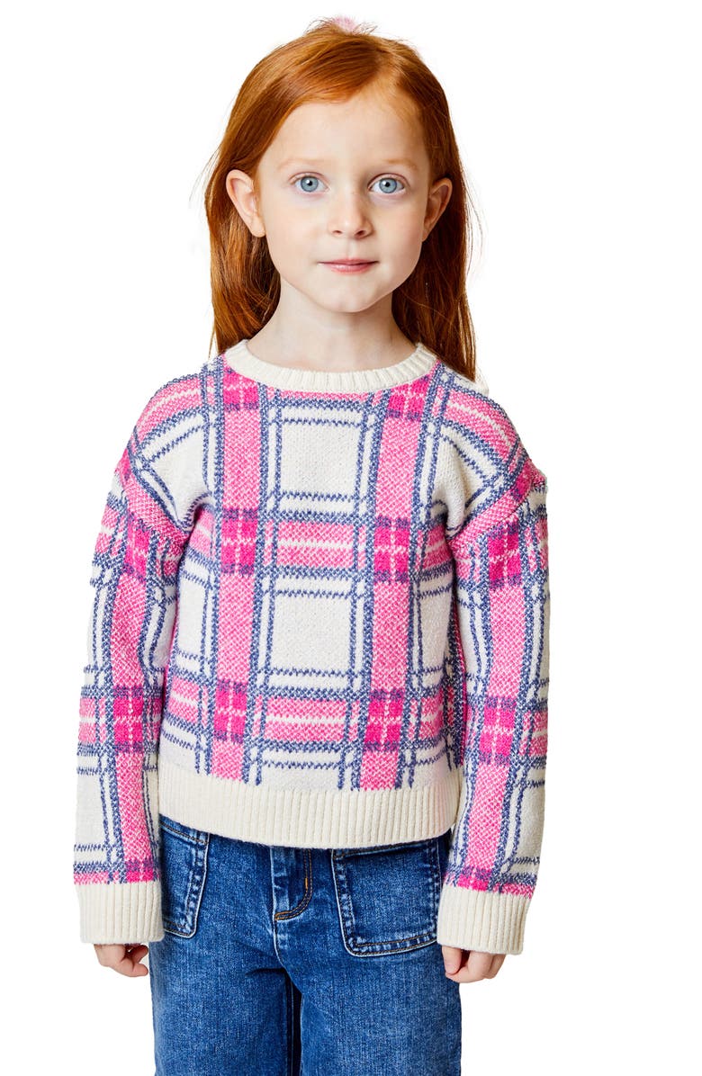 Design History Kids' Plaid Sweater, Main, color, Tan Suede