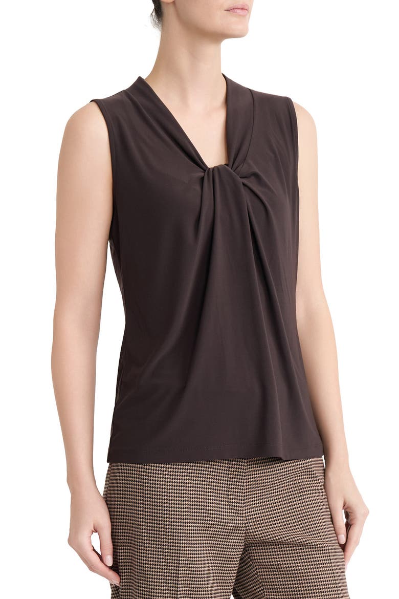 Knot Front Sleeveless Top, Alternate, color, RICH CHOCOLATE