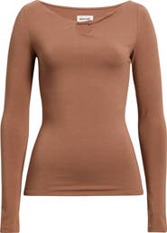 Open Edit Twist Neck Cutout Top