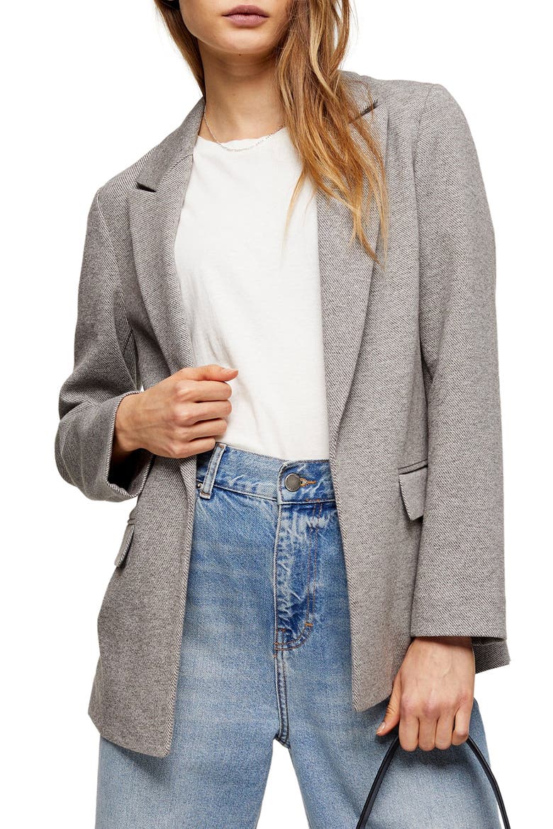 Marled Open Front Blazer, Main, color, GREY