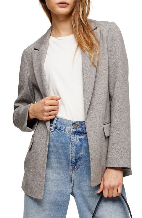 Marled Open Front Blazer