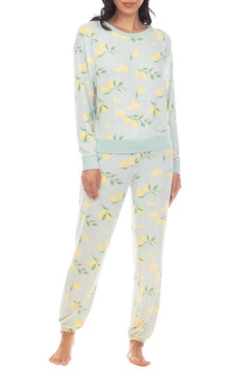 Honeydew Intimates Star Seeker Brushed Jersey Pajamas In Tea Leaf Lemons