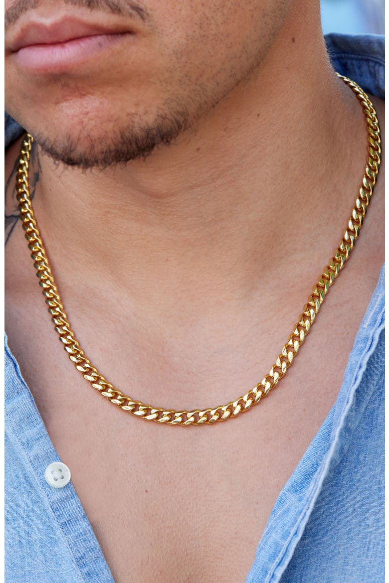 Flat Curb Chain Necklace, Alternate, color, YELLOW