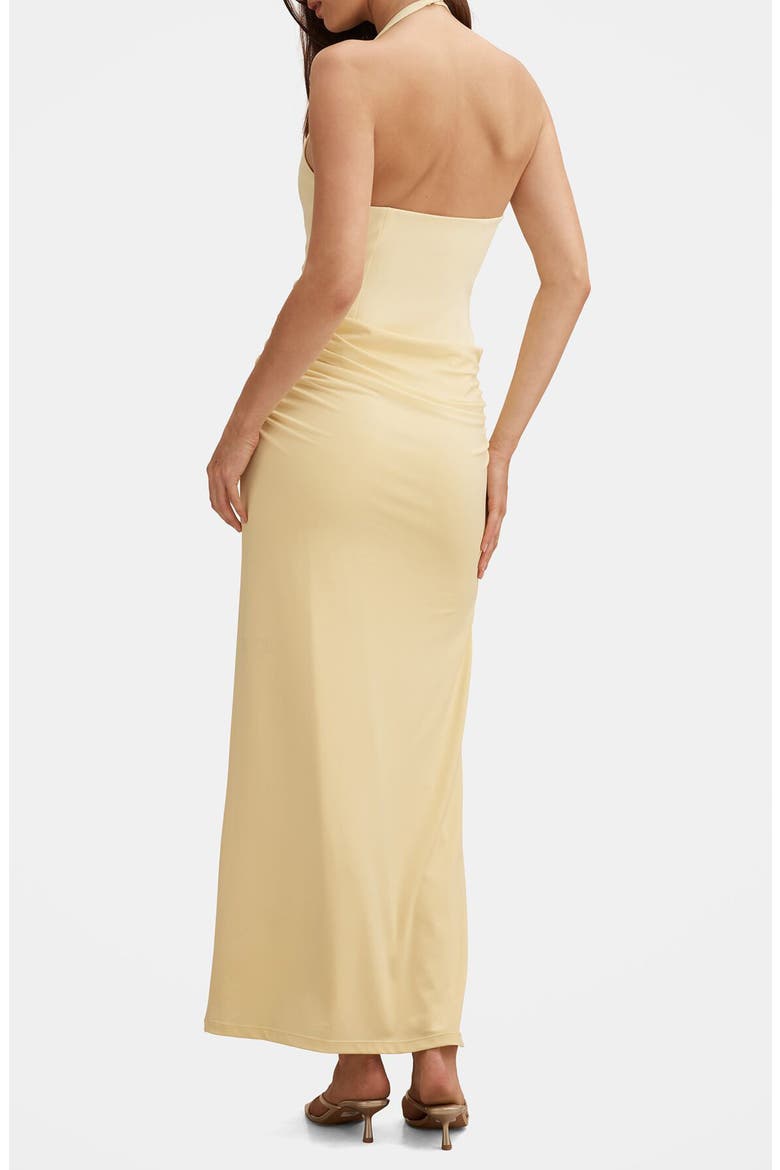 Lula Ruched Halter Gown, Alternate, color, SOFT YELLOW