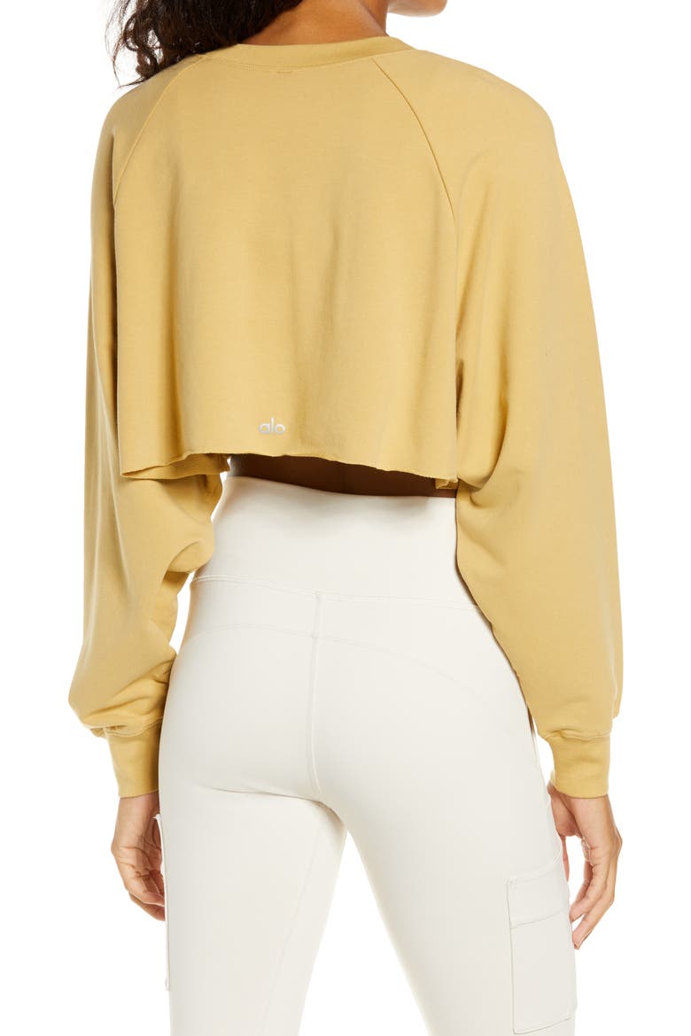 Double Take Crop Sweatshirt, Alternate, color, HONEY