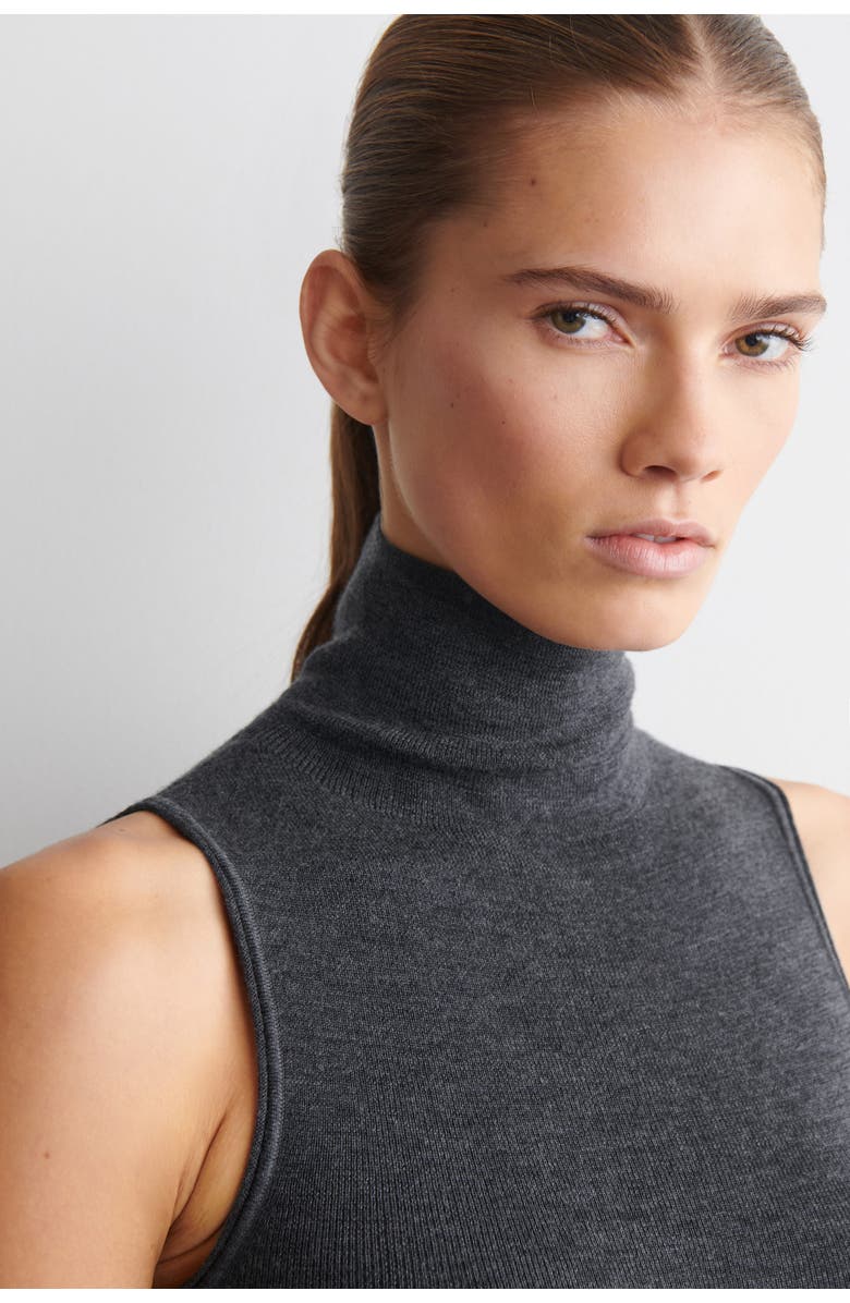 COS Seamless Merino Wool Turtleneck Top, Alternate, color, Charcoal Mélange