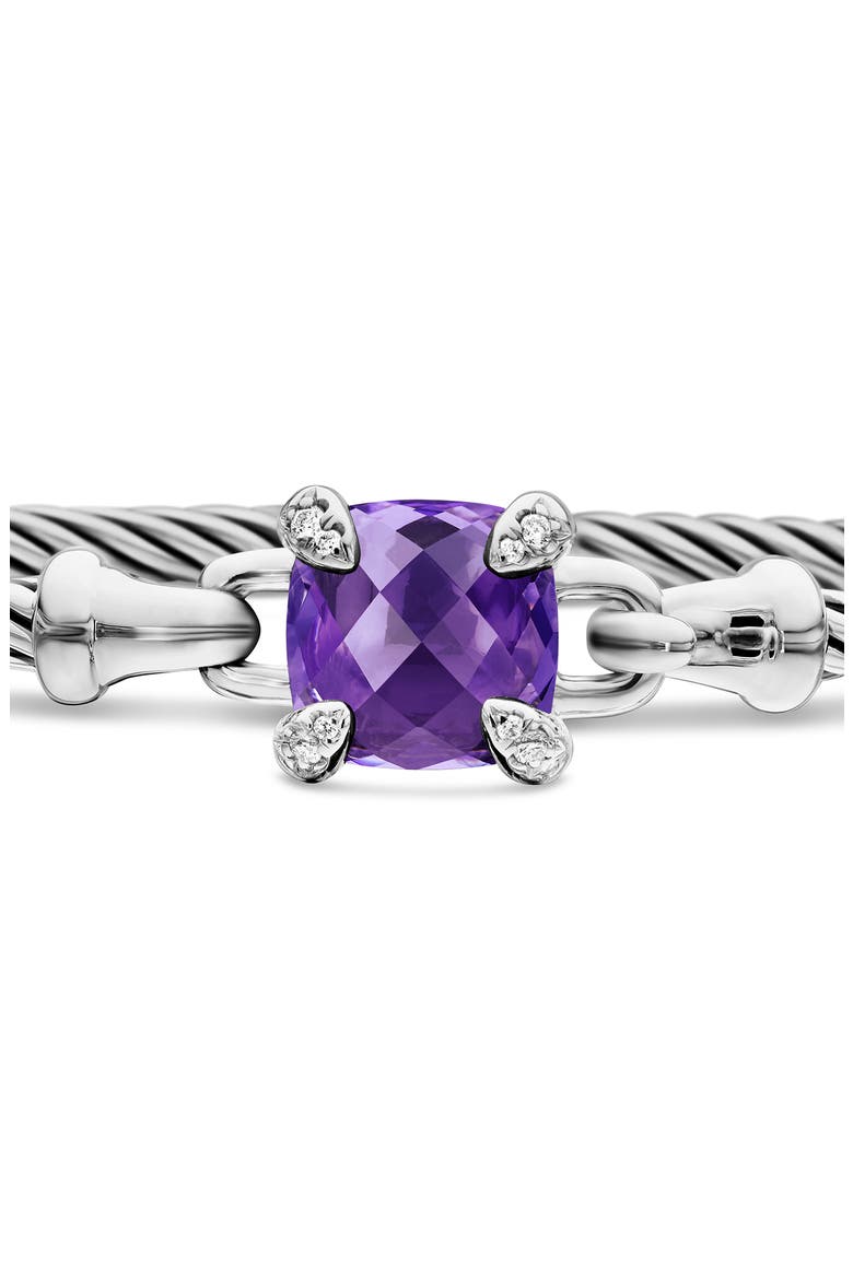 Chatelaine® Bracelet in Sterling Silver with Semiprecious Stones and Diamonds, 3mm, Alternate, color, AMETHYST