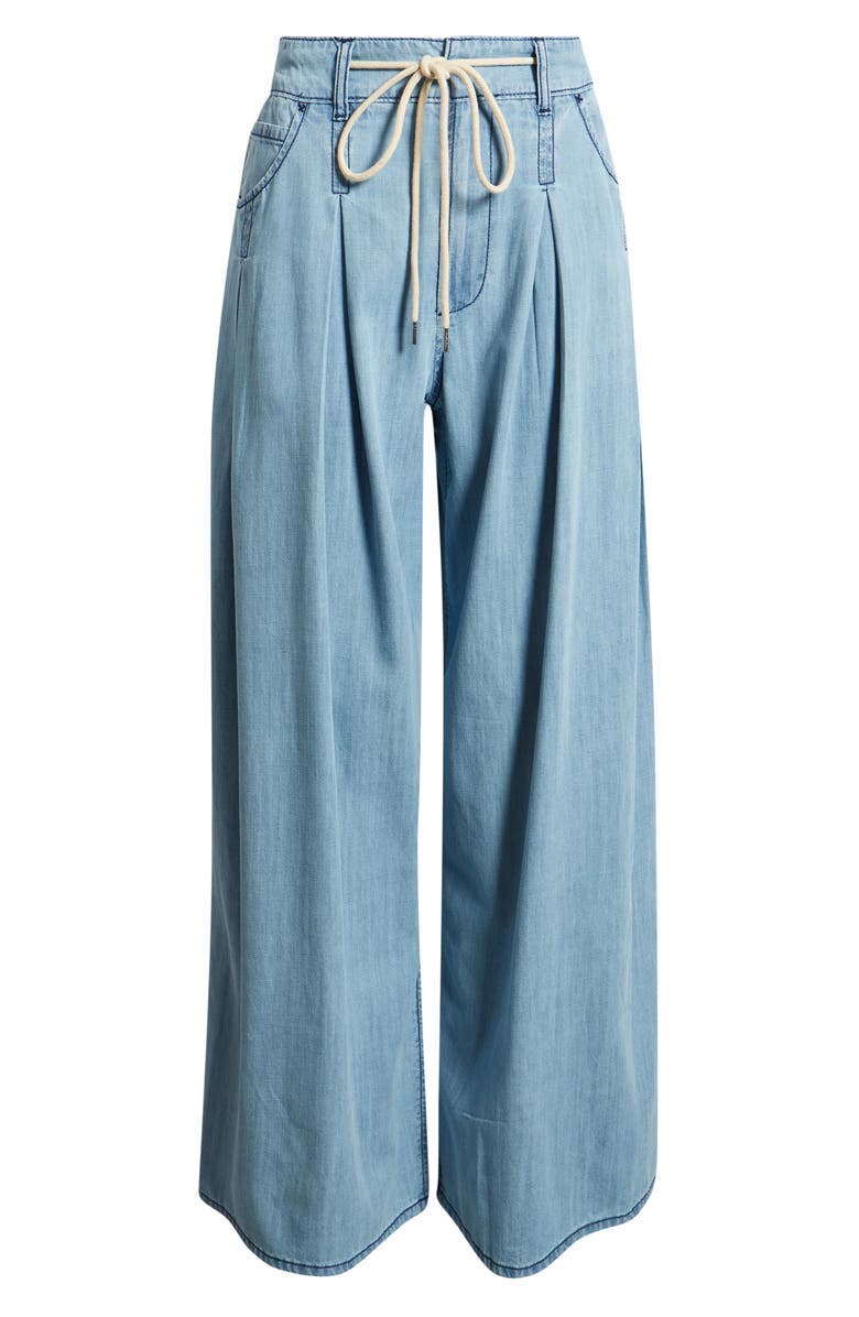 CITY BLUES Pleated Drawstring Wide Leg Denim Pants, Alternate, color, Light Indigo