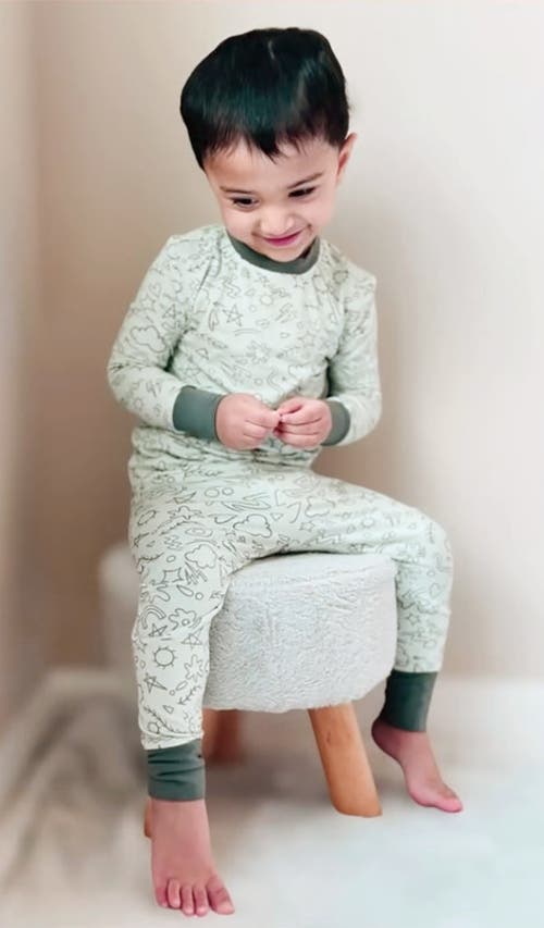 Everly Grey Emerson Fitted Long Sleeve 2-piece Pajamas In Green