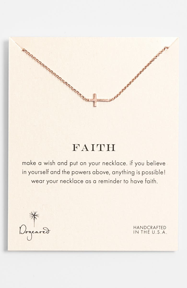 Dogeared 'Reminder - Faith' Sideways Cross Pendant Necklace, Main, color,