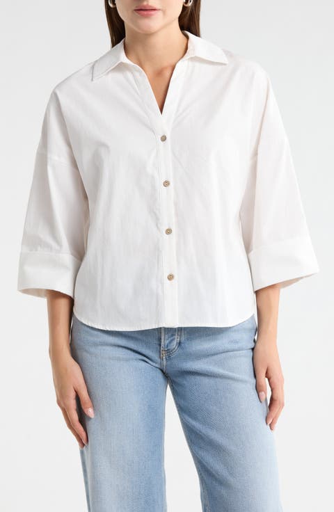 Wide Sleeve Button-Up Shirt