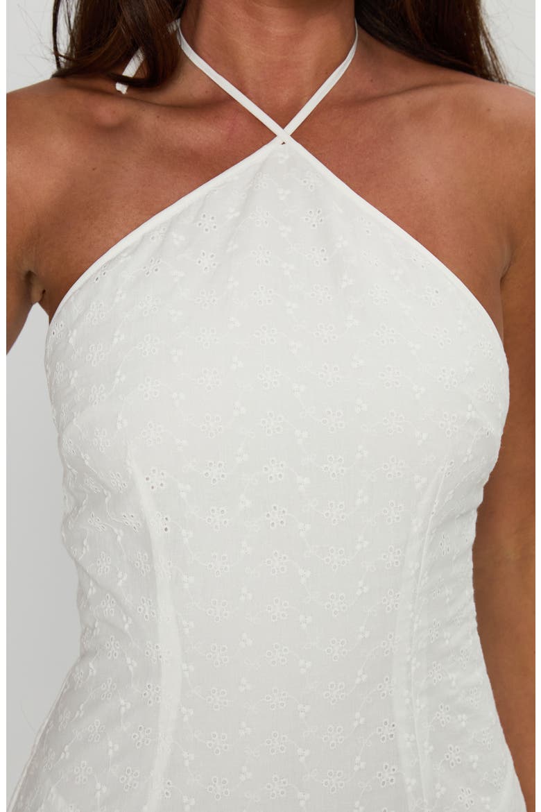 Flower Child Cotton Eyelet Halter Minidress, Alternate, color, WHITE