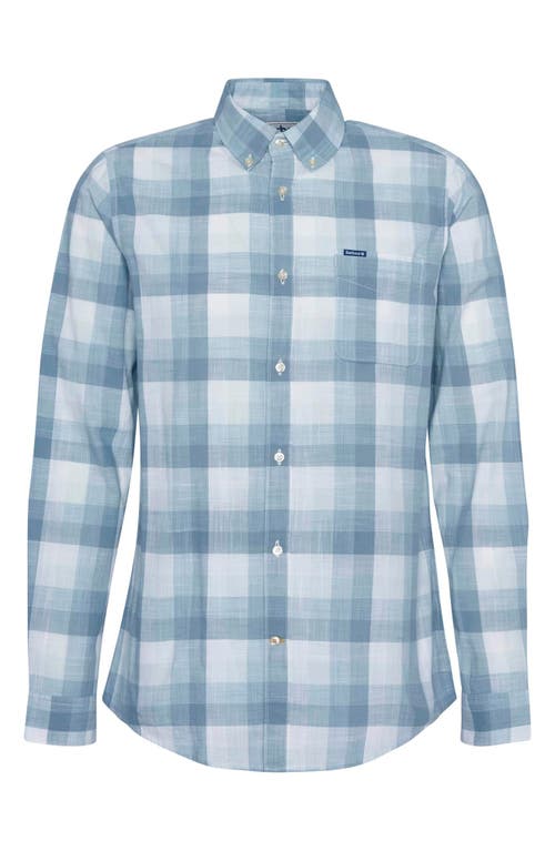Shop Barbour Hillroad Tailored Fit Buffalo Check Button-down Shirt In Vintage Teal