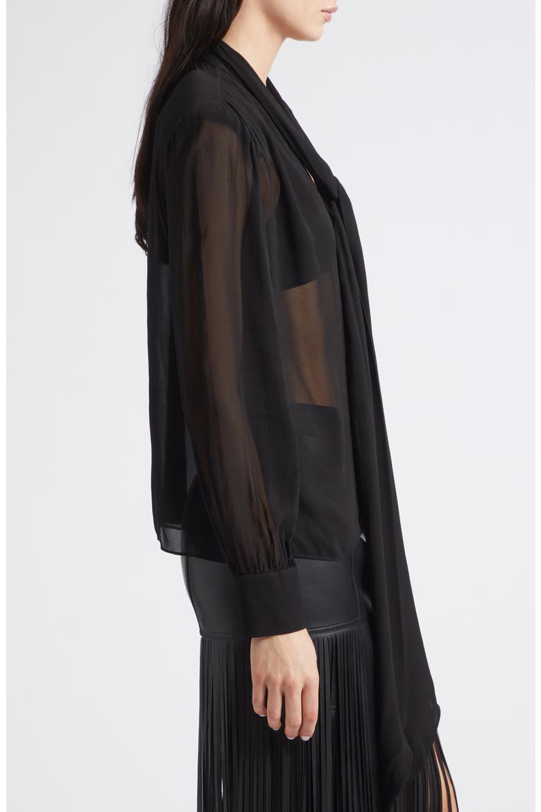 Kaila Tie Neck Chiffon Top, Alternate, color, JET