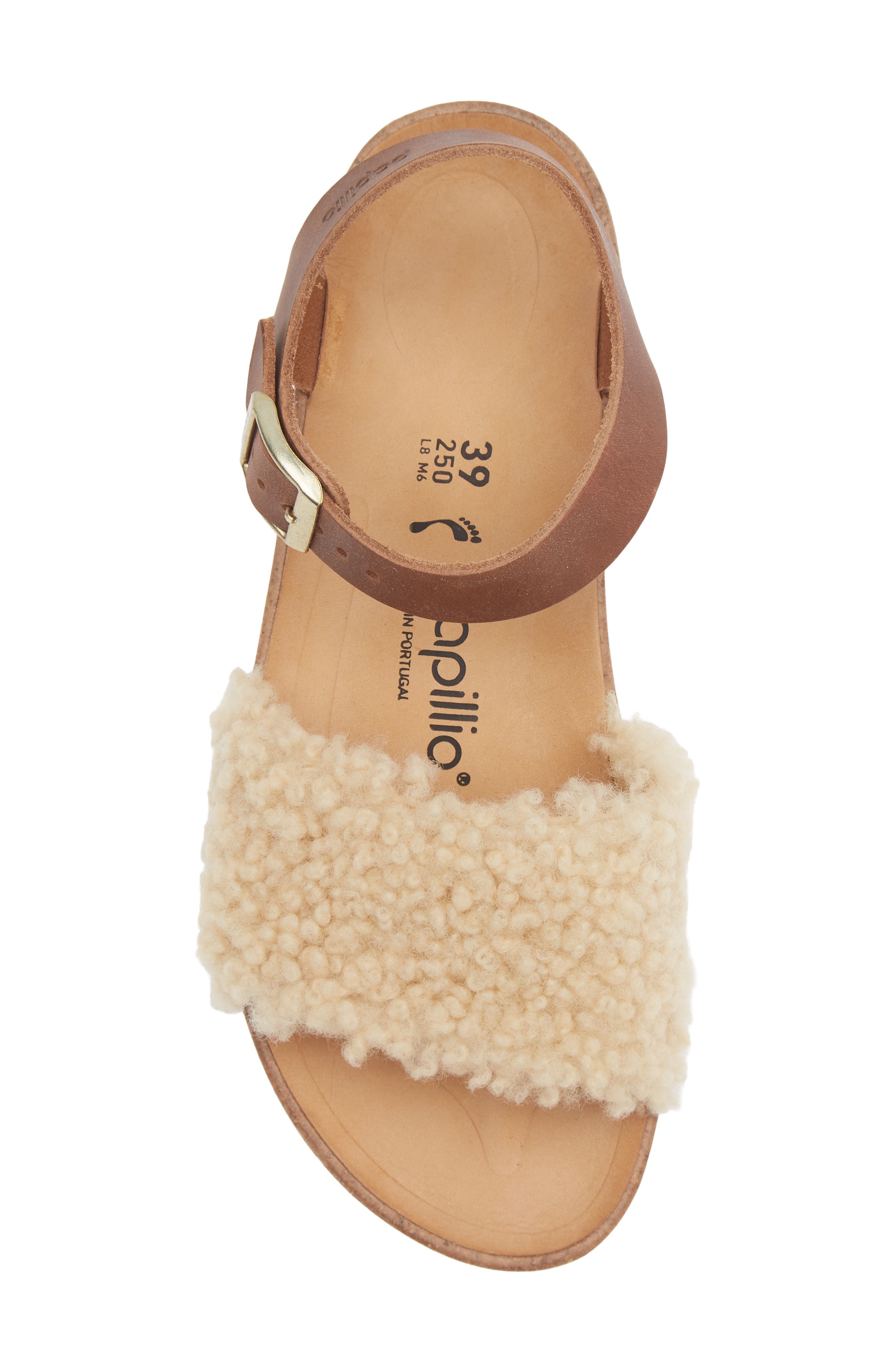 Glenda Genuine Shearling Platform Sandal, Alternate, color, COGNAC
