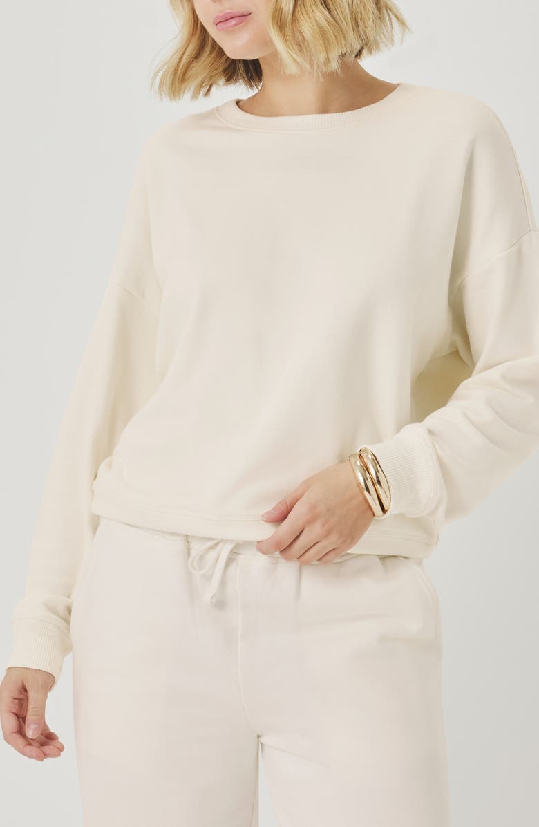 Splendid Greta Terry Sweatshirt, Main, color, Shell White