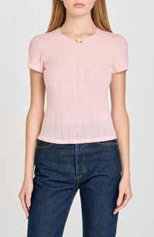 WAYF Anna Pointelle Cotton T-Shirt