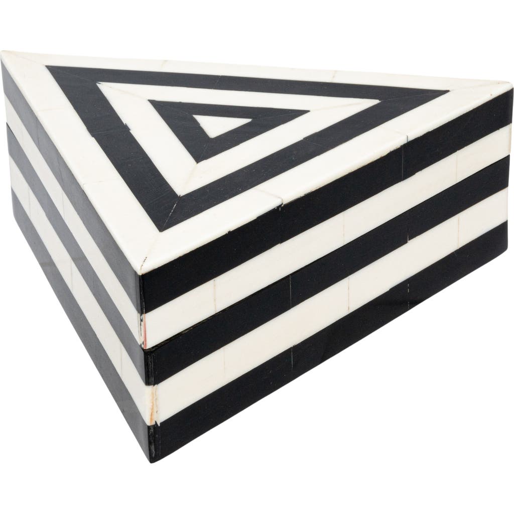 Storied Home Striped Reclaimed Wood And Resin Triangular Box In Black