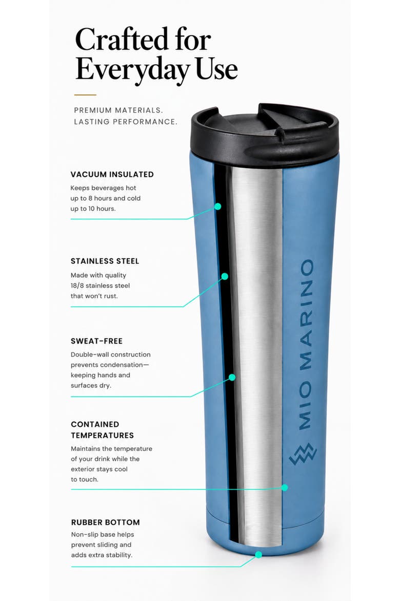 Vacuum-Insulated Stainless Steel Travel Mug 16 oz, Alternate, color, Cobalt Blue