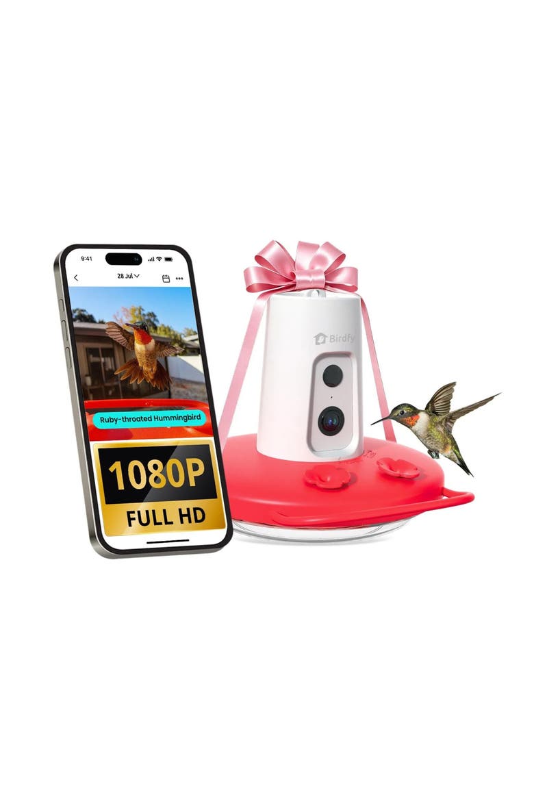 Ruby Smart Hummingbird Feeder, Alternate, color, WHITE/ RED