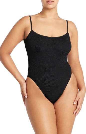 bond-eye Low Palace Textured Open Back One-Piece Swimsuit