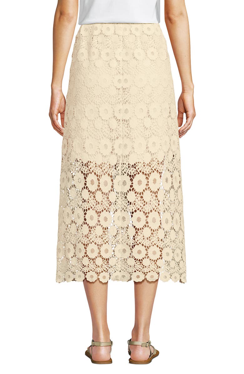 Lands' End Lace Overlay Midi Skirt, Alternate, color, Ivory Latte
