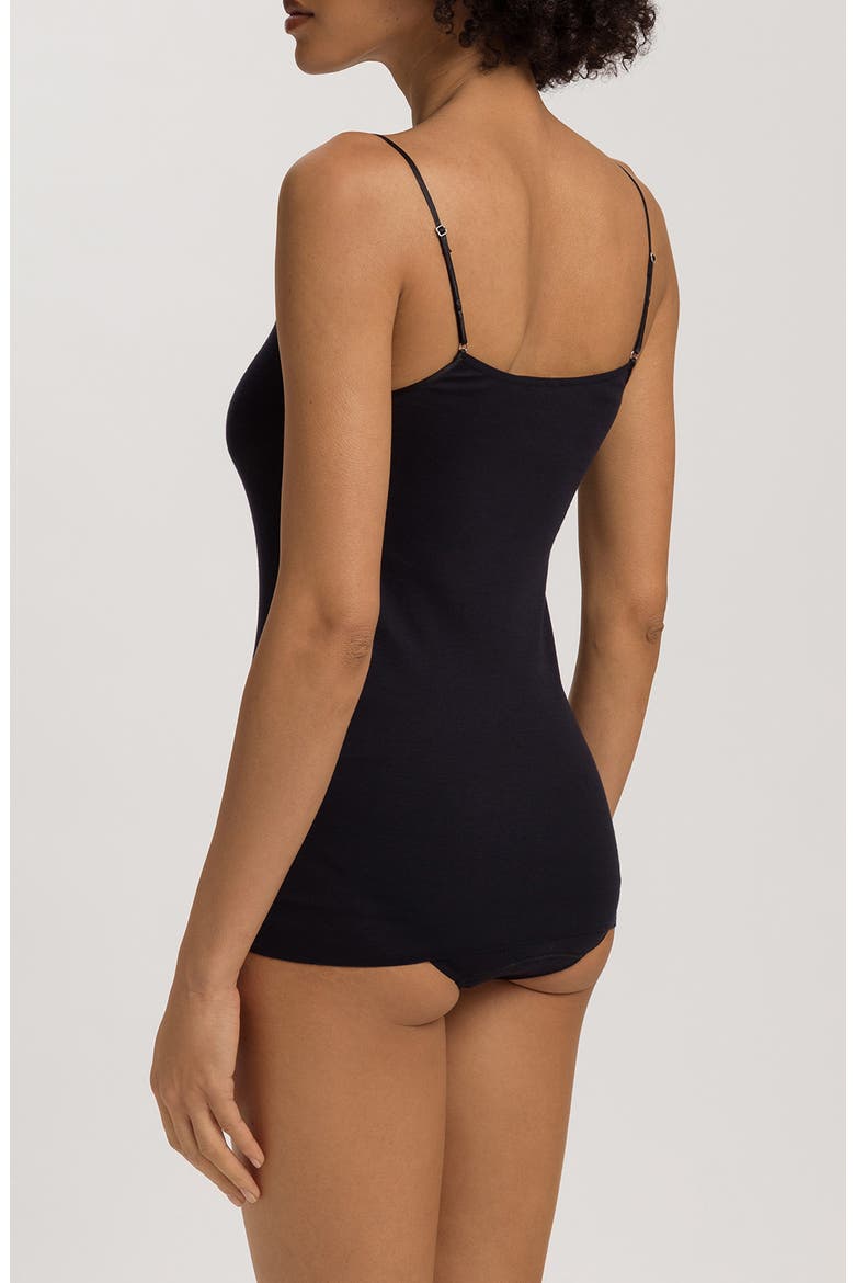 Kalea Embroidered Trim Cotton Camisole, Alternate, color, BLACK