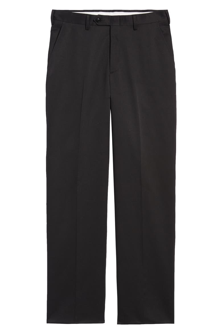 Classic Fit Flat Front Microfiber Performance Dress Pants, Alternate, color, BLACK