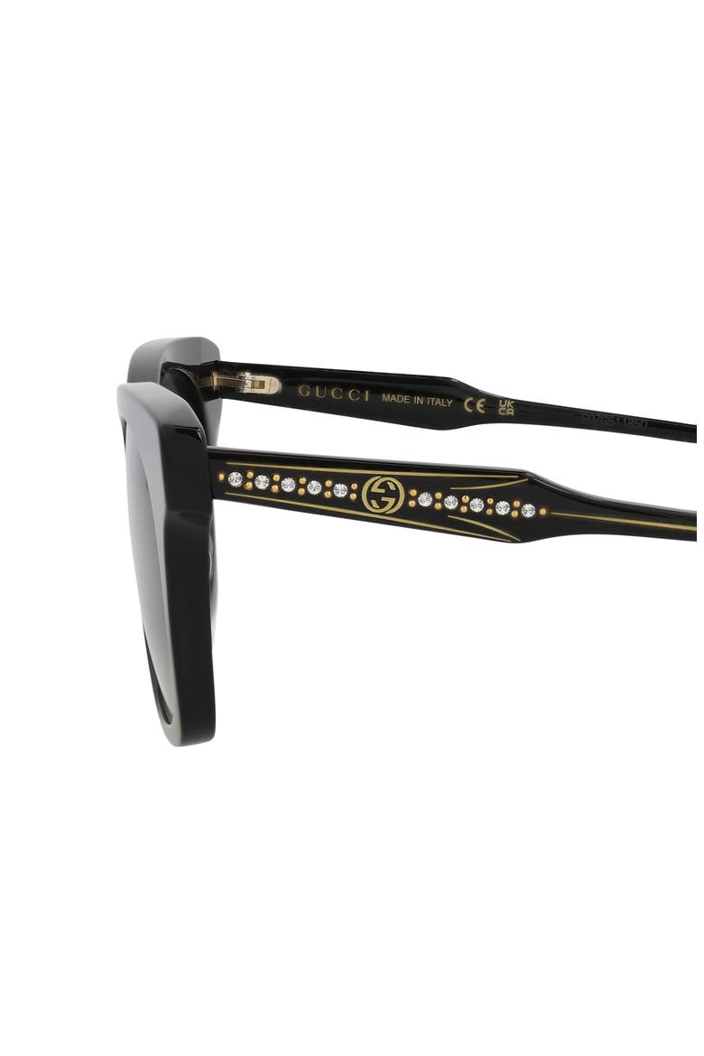 55mm Square Crystal Embellished Sunglasses, Alternate, color, BLACK BLACK GREY